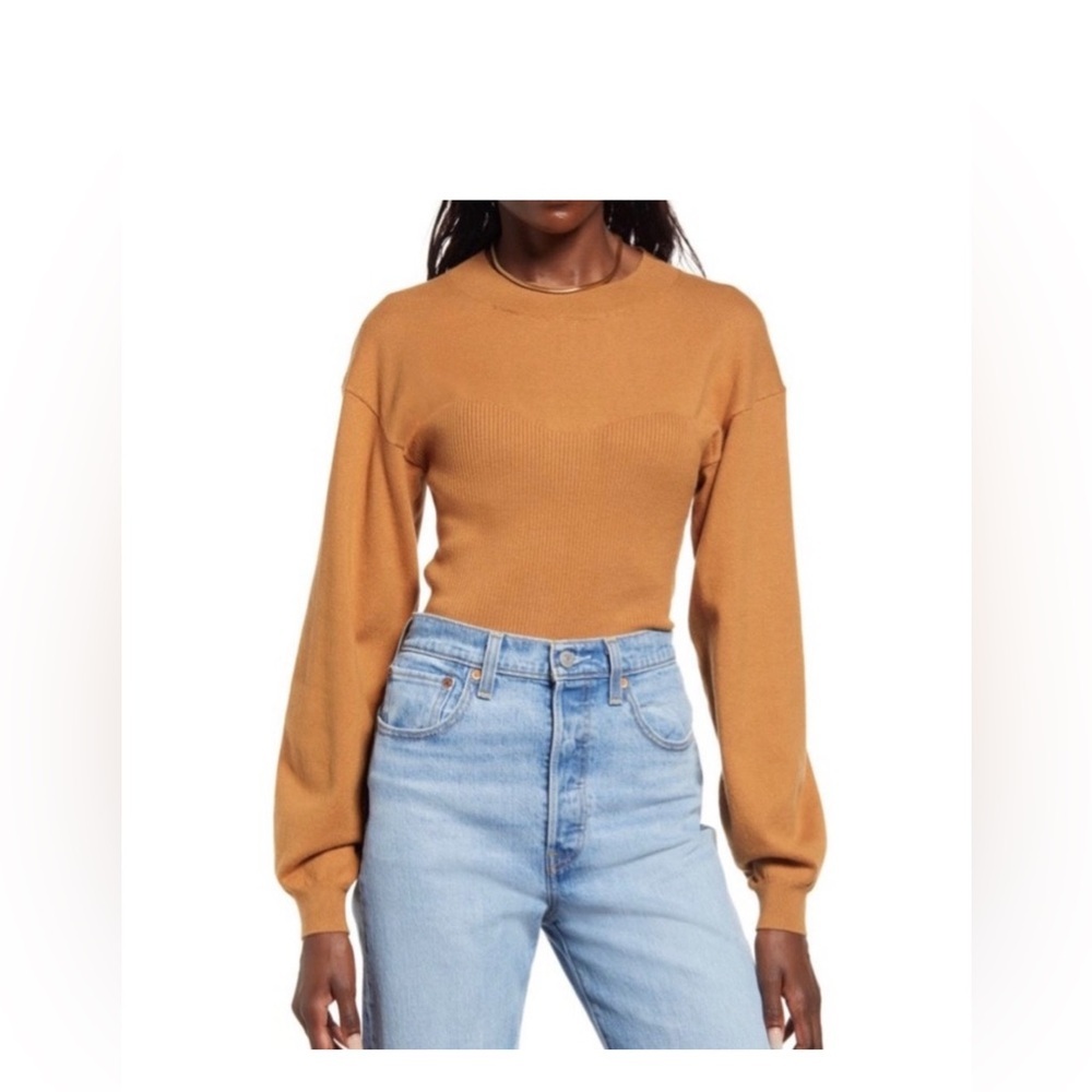 Open Edit Corset Detail Cotton Blend Sweater size S